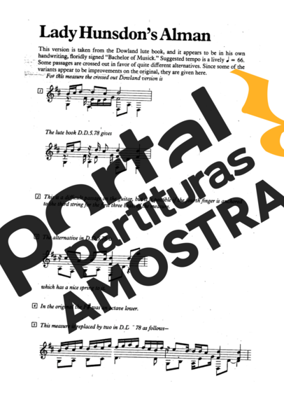 John Dowland Lady Hunsdons Alman partitura para Violão