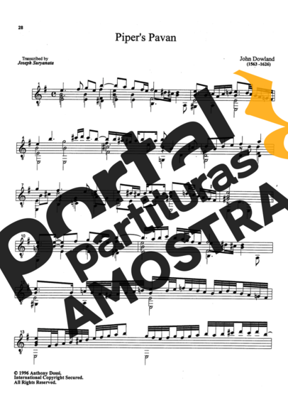 John Dowland Pipers Pavan partitura para Violão