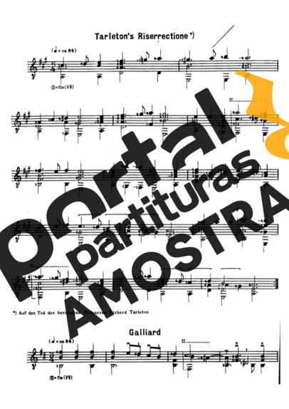 John Dowland Tarletons Riserrectione Galliard partitura para Violão