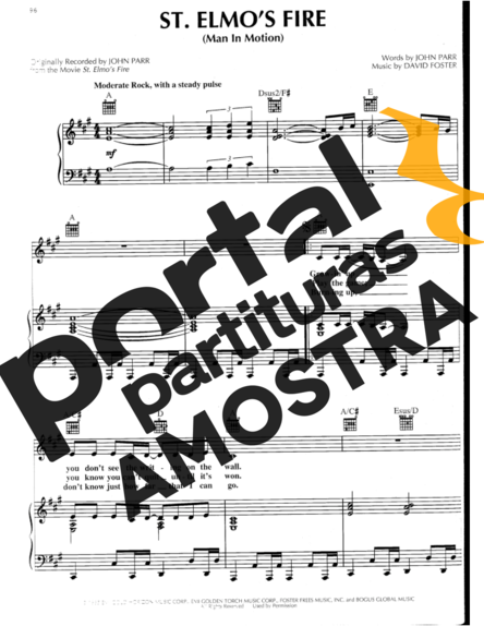 John Parr  partitura para Piano