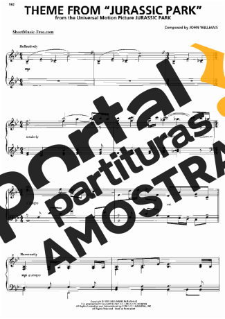 John Williams Jurassic Park partitura para Piano