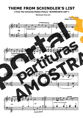 John Williams Schindlers List partitura para Piano