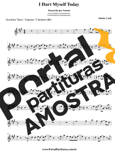 Johnny Cash I Hurt Myself Today partitura para Saxofone Tenor Soprano (Bb)