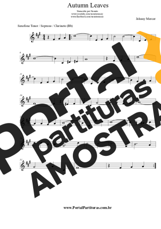 Johnny Mercer  partitura para Clarinete (Bb)