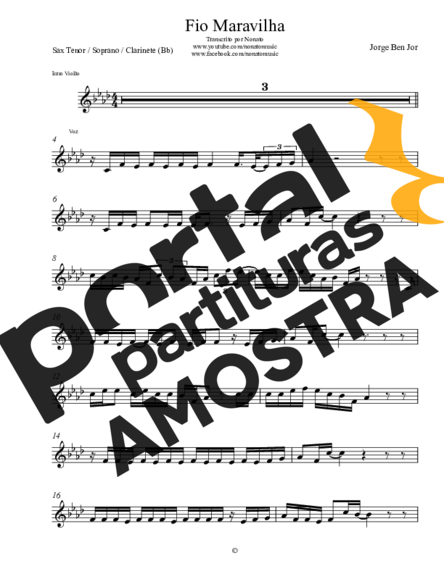 Jorge Ben Jor  partitura para Saxofone Tenor Soprano (Bb)