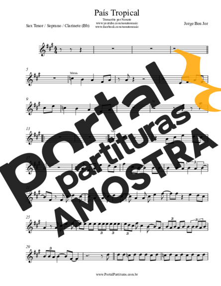 Jorge Ben Jor  partitura para Saxofone Tenor Soprano (Bb)