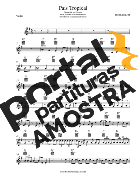 Jorge Ben Jor País Tropical partitura para Violão