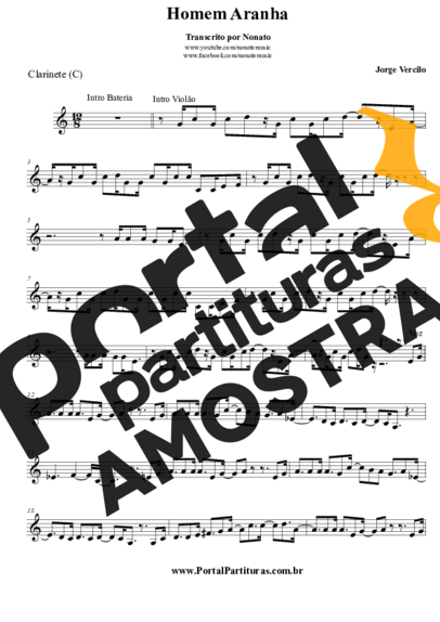 Jorge Vercillo  partitura para Clarinete (C)