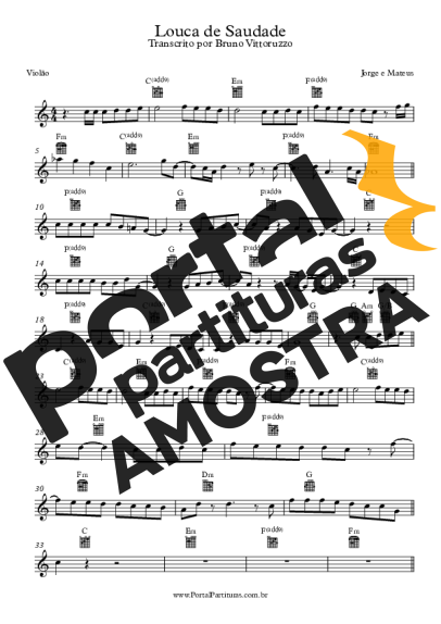 Jorge e Mateus Louca De Saudade partitura para Violão