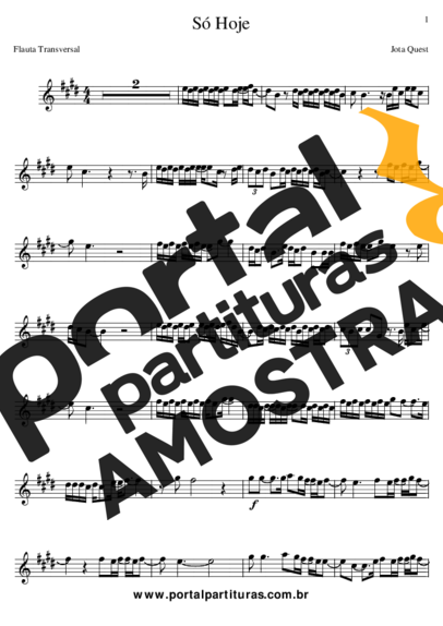 Jota Quest Só Hoje partitura para Flauta Transversal