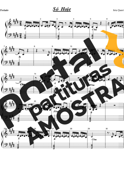 Jota Quest Só Hoje partitura para Teclado