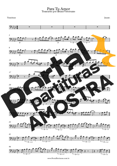 Juanes Para Tu Amor partitura para Trombone