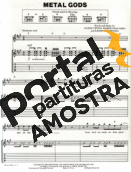 Judas Priest Metal Gods partitura para Guitarra