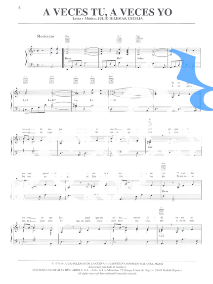 Julio Iglesias  partitura para Piano