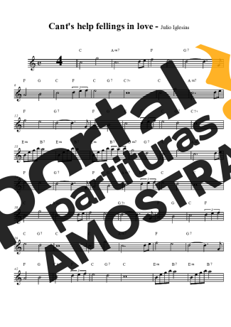 Julio Iglesias Can´t Help Felling In Love partitura para Clarinete (Bb)