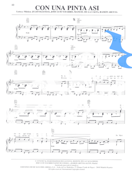 Julio Iglesias Con Una Pinta Así partitura para Piano