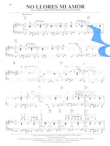 Julio Iglesias No Llores Mi Amor partitura para Piano