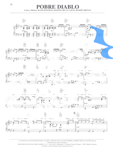 Julio Iglesias Pobre Diablo partitura para Piano