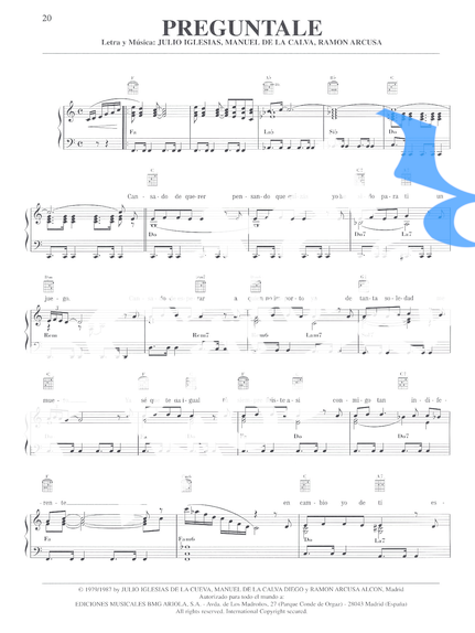 Julio Iglesias  partitura para Piano