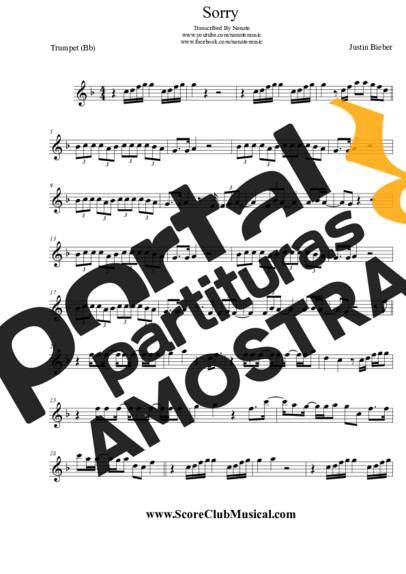 Justin Bieber  partitura para Trompete