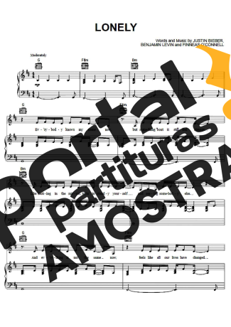 Justin Bieber feat. Benny Blanco Lonely partitura para Piano