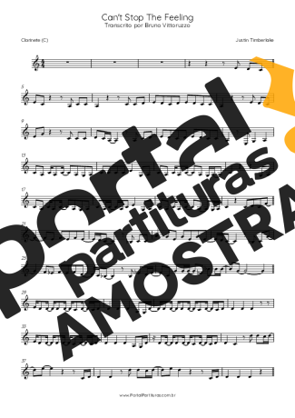 Justin Timberlake Can´t Stop The Feeling partitura para Clarinete (C)