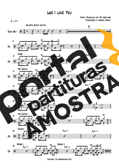 Justin Timberlake  partitura para Bateria