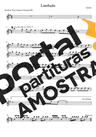 Kaoma  partitura para Clarinete (Bb)