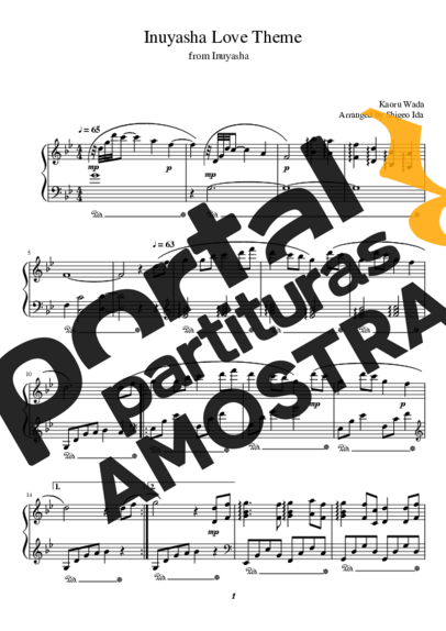 Kaoru Wada Inuyasha Love Theme partitura para Piano