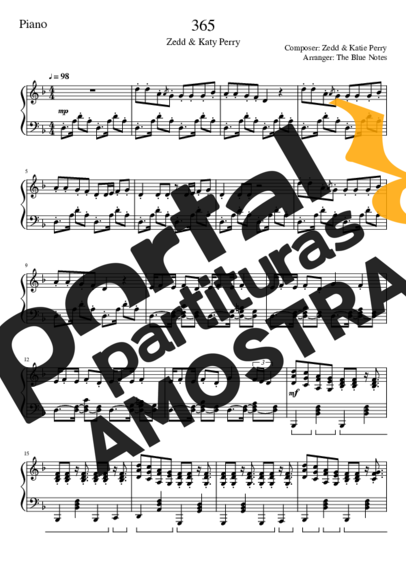 Katy Perry 365 partitura para Piano
