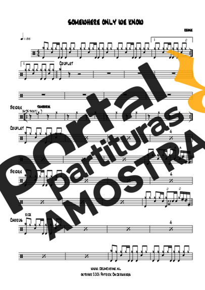 Keane  partitura para Bateria