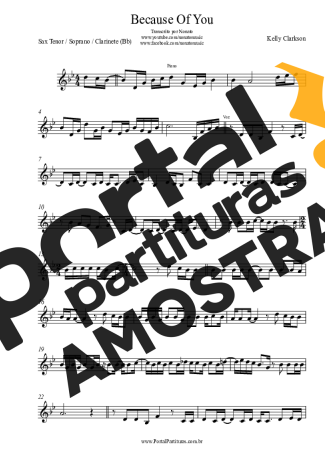 Kelly Clarkson Because Of You partitura para Clarinete (Bb)