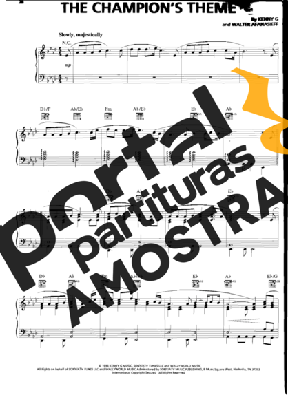 Kenny G The Champions Theme partitura para Piano