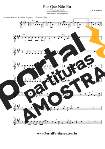 Kid Abelha Por Que Não Eu partitura para Saxofone Tenor Soprano (Bb)