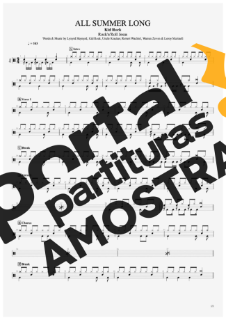 Kid Rock All Summer Long partitura para Bateria