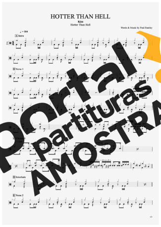 Kiss  partitura para Bateria