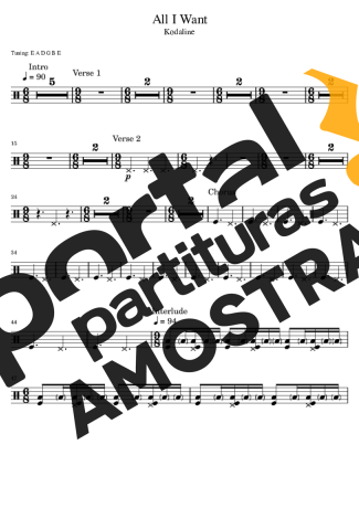 Kodaline All I Want partitura para Bateria