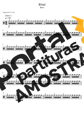 Korn Blind partitura para Bateria