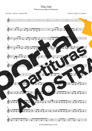 Kungs vs. Cookin´ on 3 Burners This Girl partitura para Clarinete (Bb)