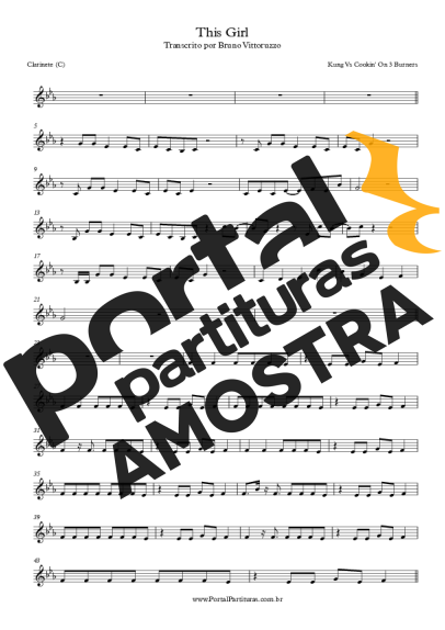Kungs vs. Cookin´ on 3 Burners This Girl partitura para Clarinete (C)
