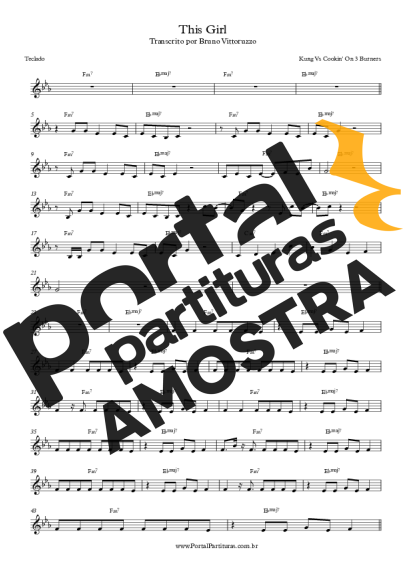 Kungs vs. Cookin´ on 3 Burners This Girl partitura para Teclado
