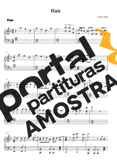 Lady Gaga Hair partitura para Piano