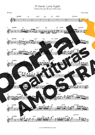 Lady Gaga I´ll Never Love Again partitura para Teclado