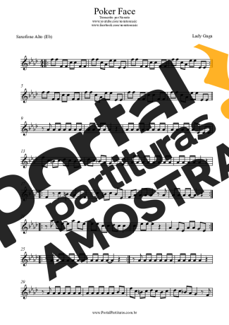 Lady Gaga  partitura para Saxofone Alto (Eb)