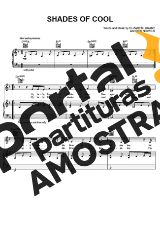 Lana Del Rey Shades Of Cool partitura para Piano