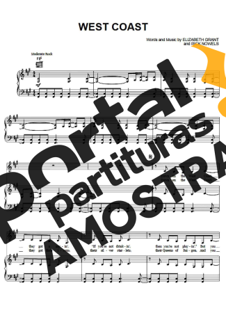 Lana Del Rey West Coast partitura para Piano