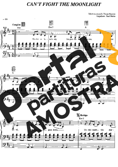 LeAnn Rimes Can't Fight The Moonlight partitura para Piano