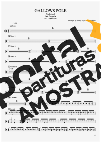 Led Zeppelin  partitura para Bateria