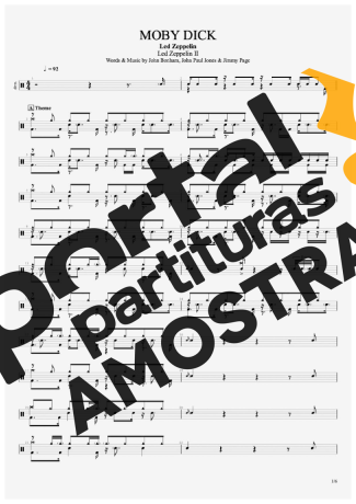 Led Zeppelin Moby Dick partitura para Bateria