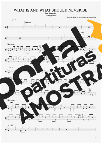 Led Zeppelin What Is And What Should Never Be partitura para Bateria